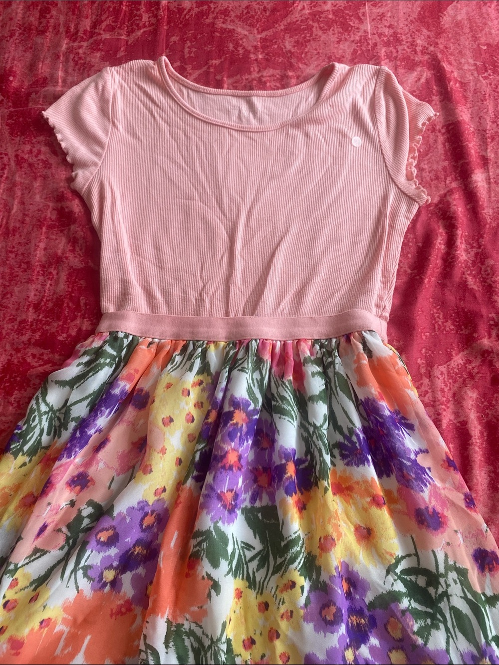 The Children's Place Pink Bodice Floral Skirt Dress